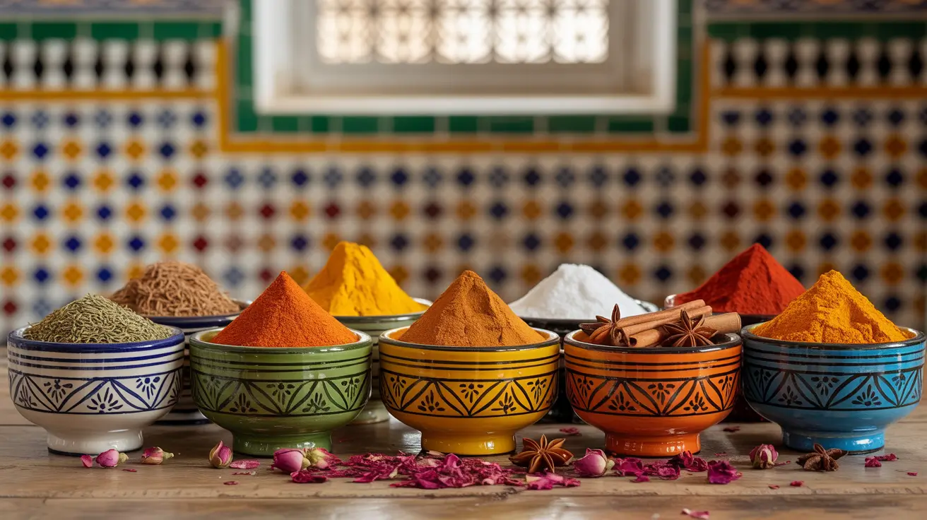 Colorful Moroccan spices and herbs that promote health benefits