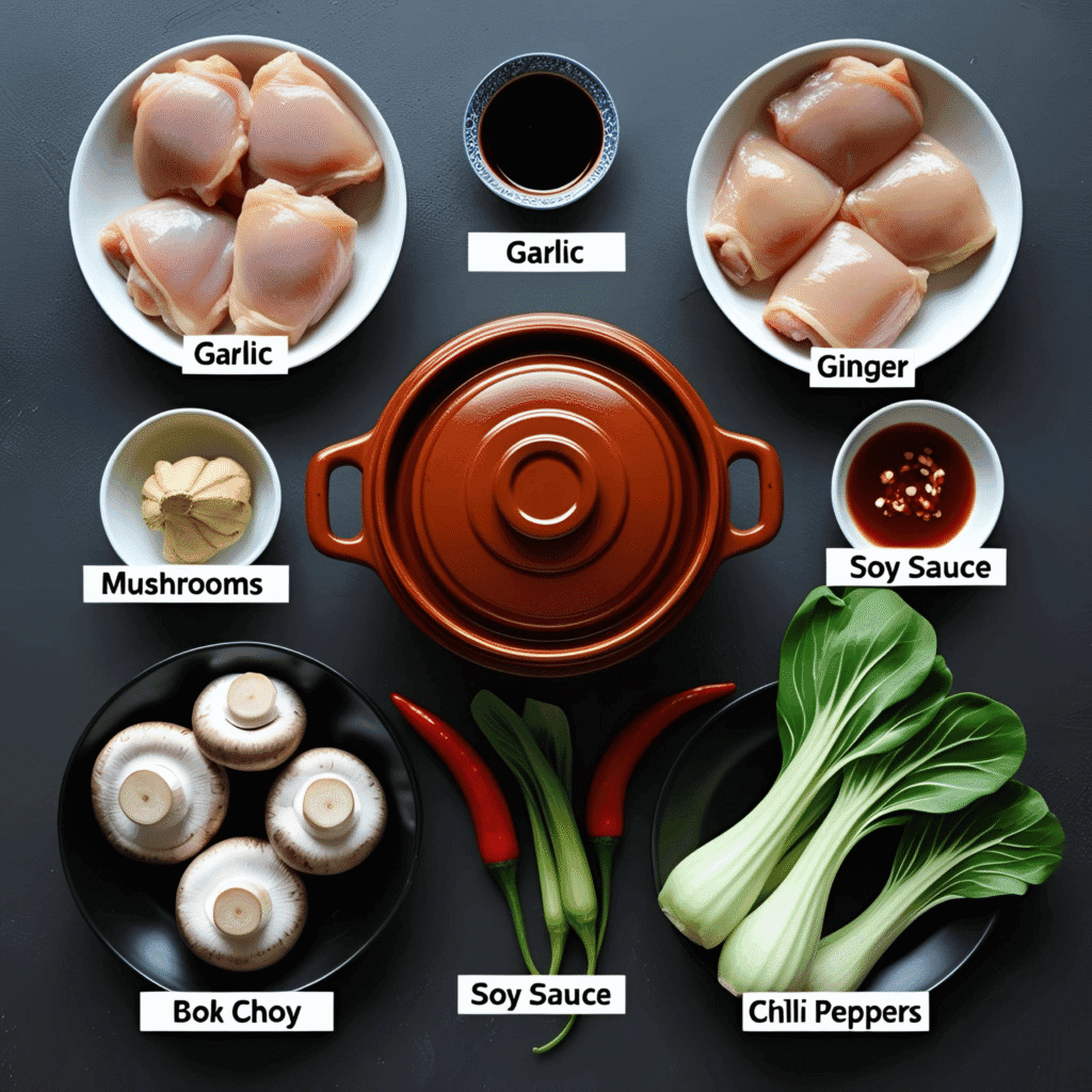 A delicious clay pot meal served on a rustic table with herbs and steam rising, showcasing traditional cooking.