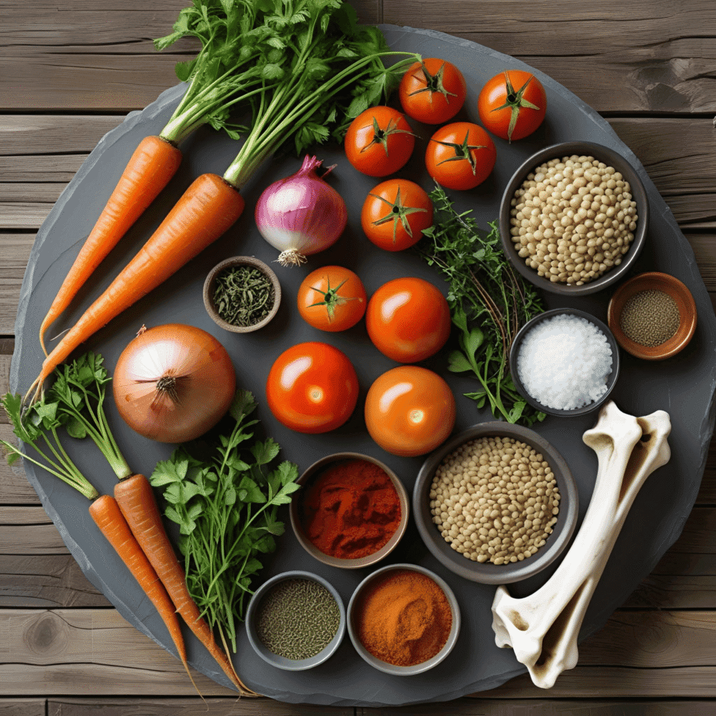 A hearty display of traditional heritage soups and stews from around the world, served in rustic bowls with fresh herbs and ingredients on a wooden table.

